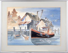 "The Lulu" - Harbor Seascape in Watercolor on Paper