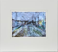 Abstract Expressionist Rue de Paris Oil on paper - Transfer Monotype