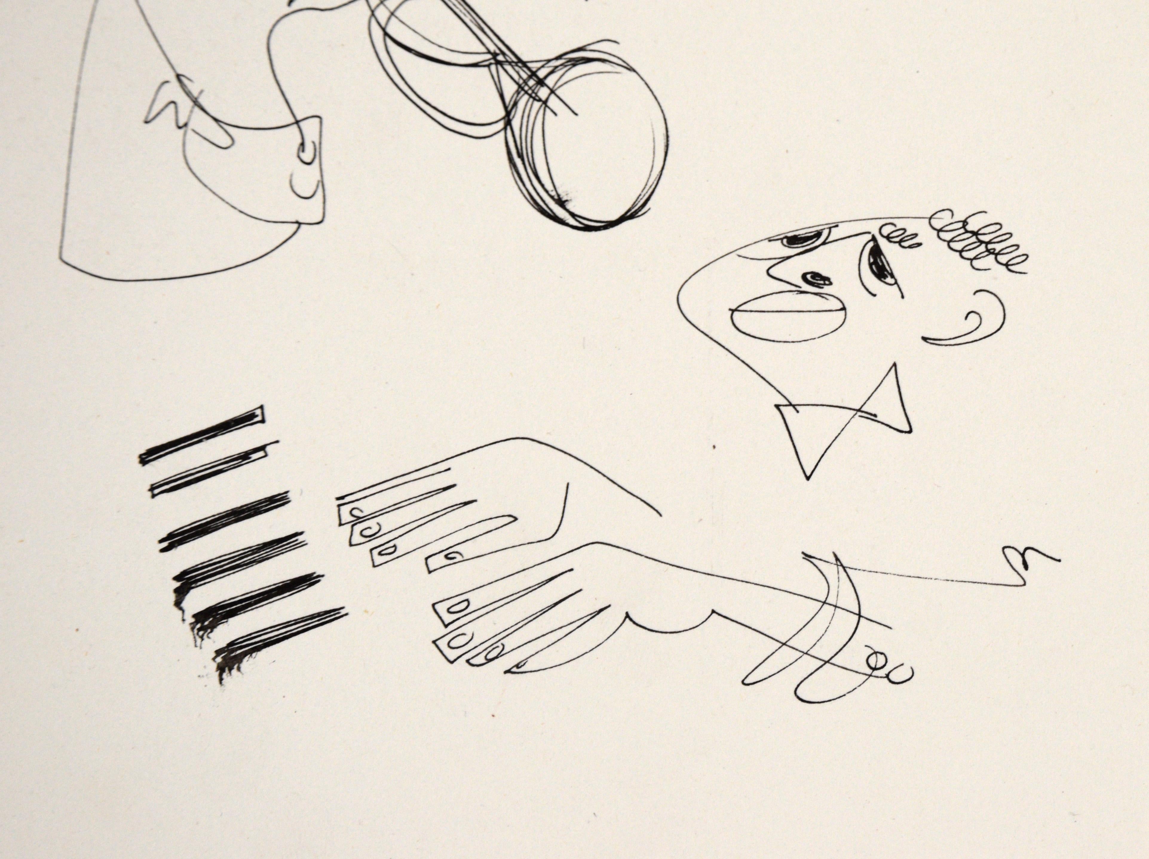 Jazz Duo - Musical Figurative Drawing in Pen on Paper

Playful figurative drawing by unknown artist 