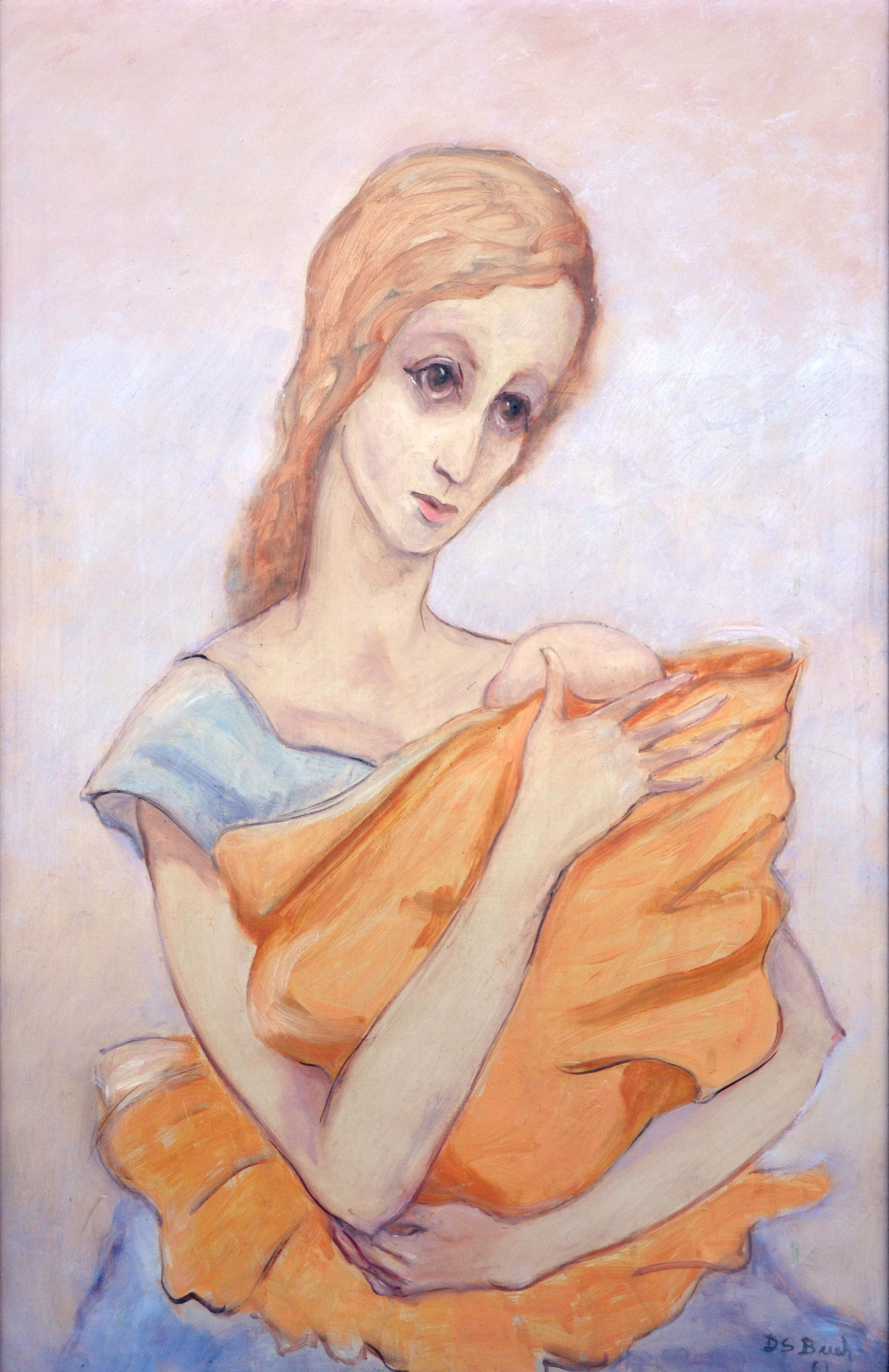 Mid Century Modern Madonna and Child  - Painting by Dorothy Steck Beech