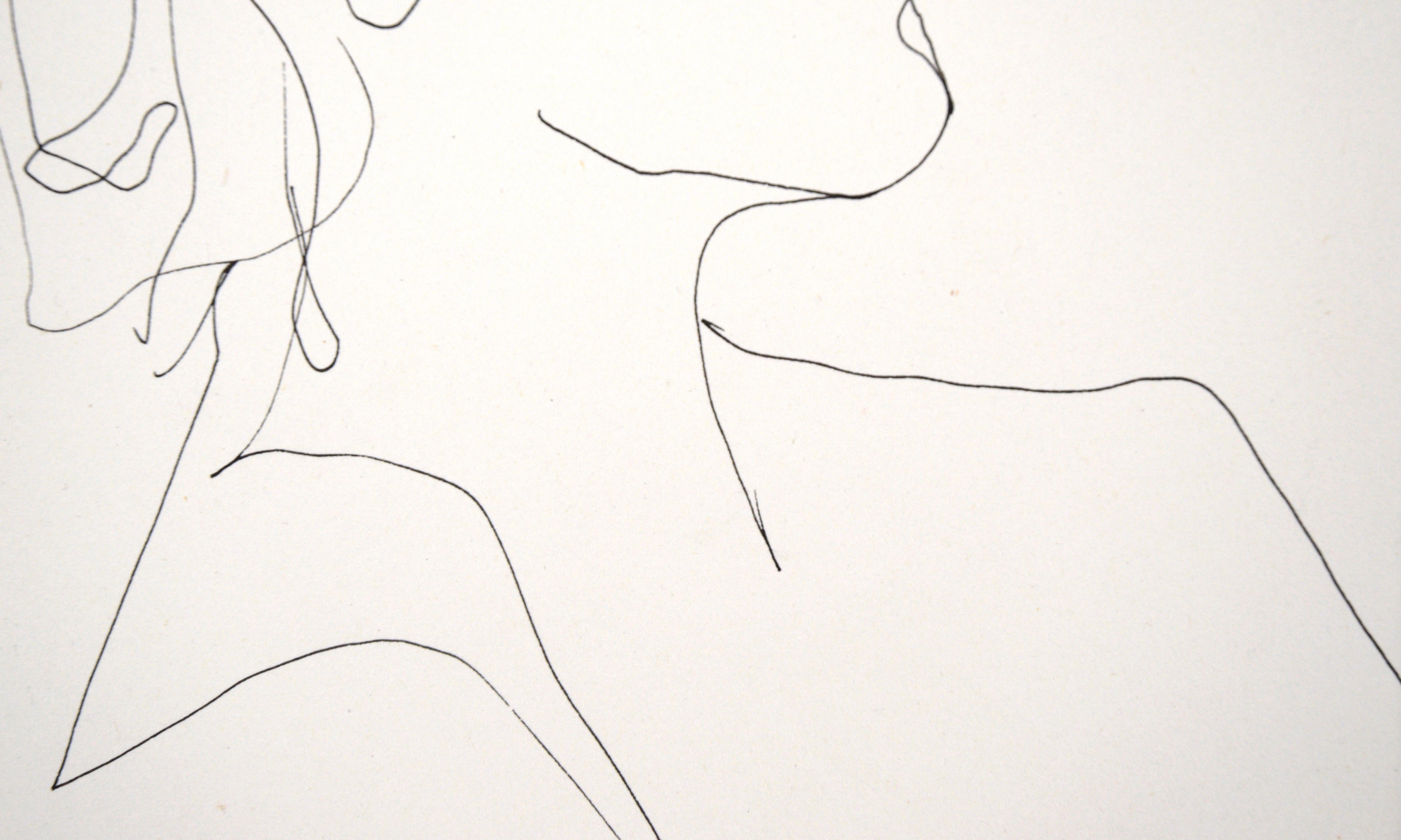 Porträt einer Frau mit Brille - Zeichnung mit Stift auf Papier im Angebot 2
