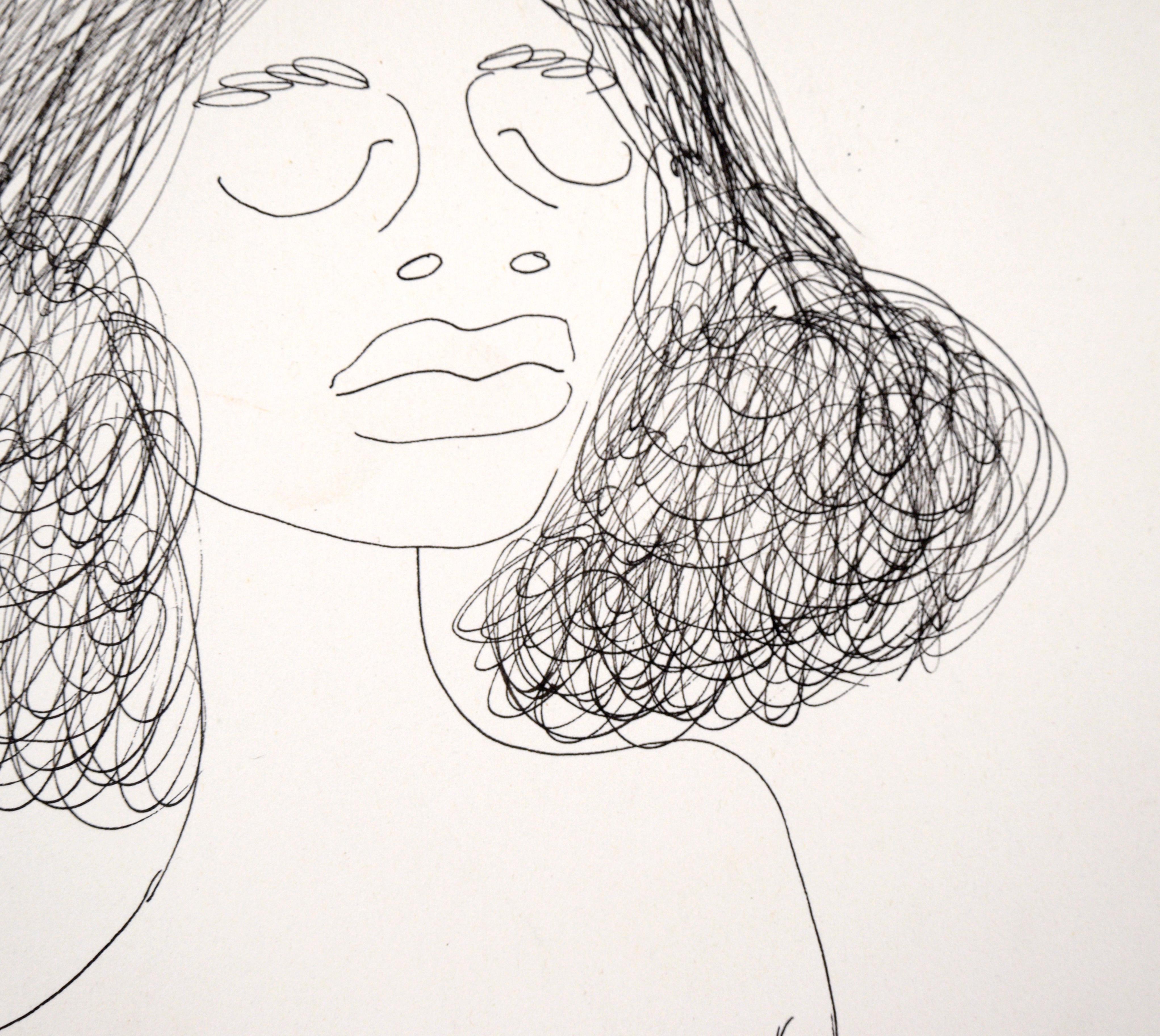 Nude Portrait of a Woman with Curly Hair - Drawing in Pen on Paper

Stylized drawing by unknown artist 