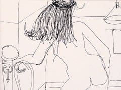 Life Drawing I - Figurative Female Nude in Pen on Paper