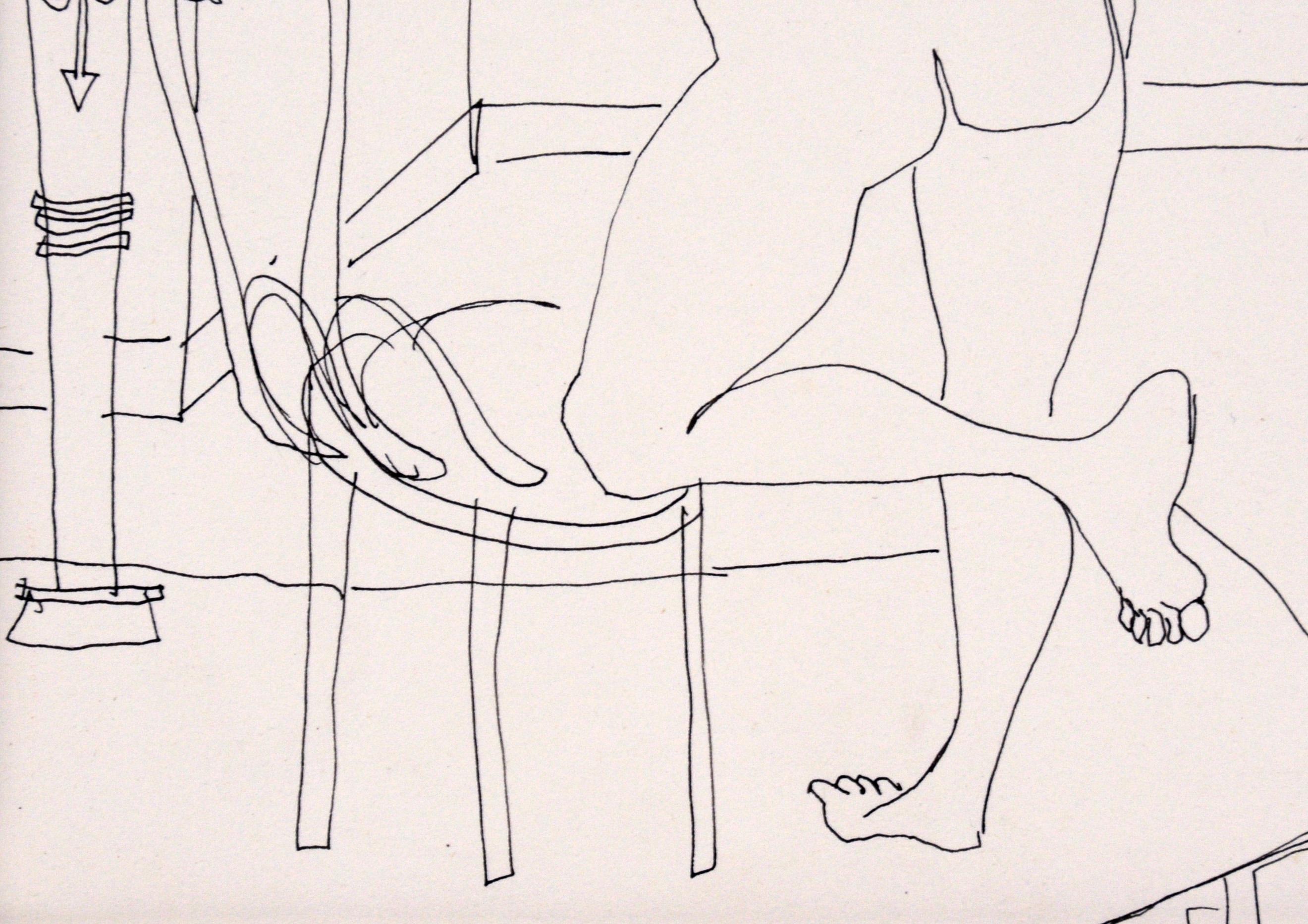 Life Drawing I - Figurative Female Nude in Pen on Paper For Sale 1