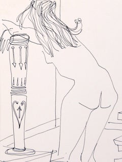 Life Drawing II - Figurative Female Nude in Pen on Paper