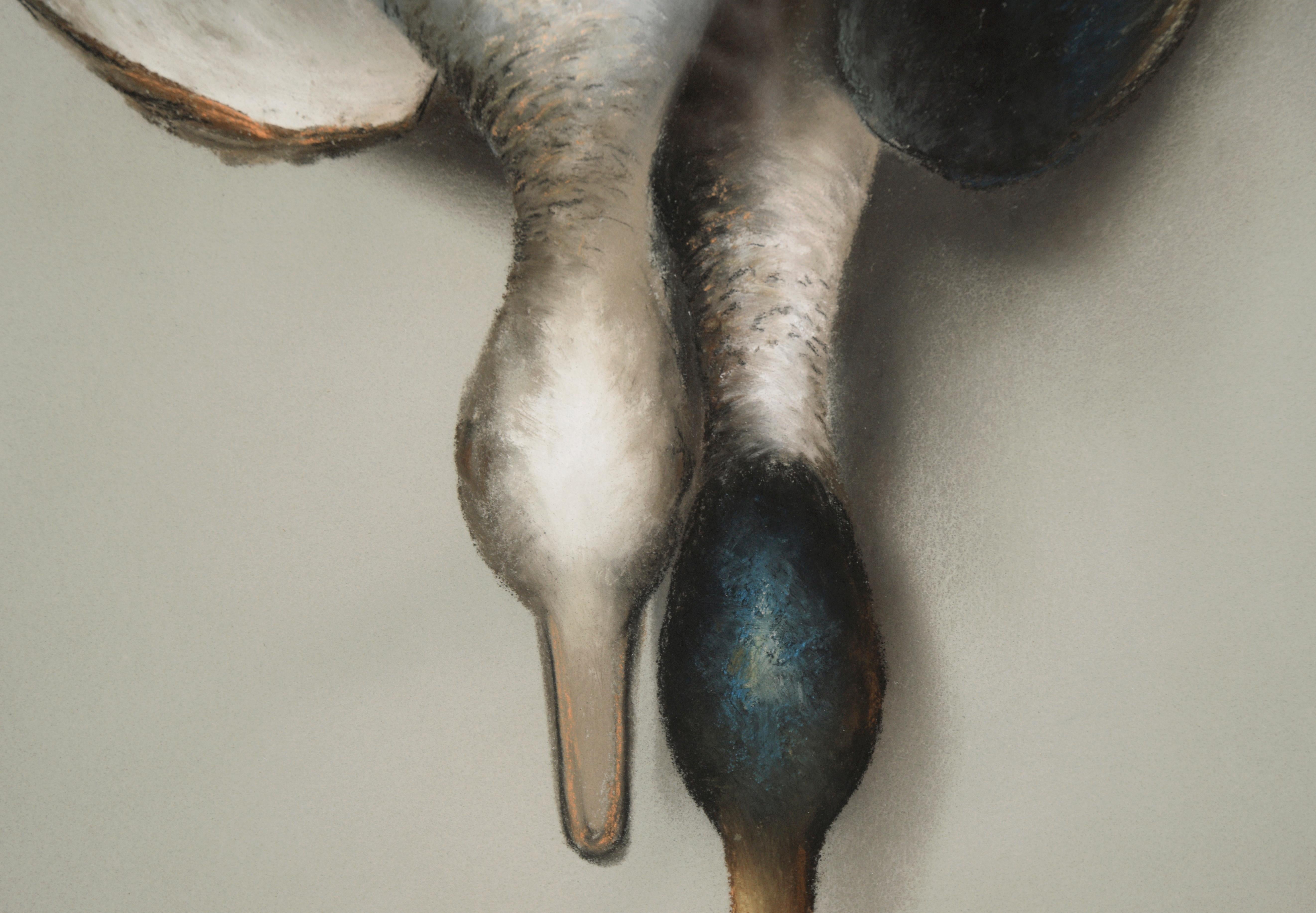 Two Ducks - Trompe l'Oeil Style in Pastel on Paper For Sale 4