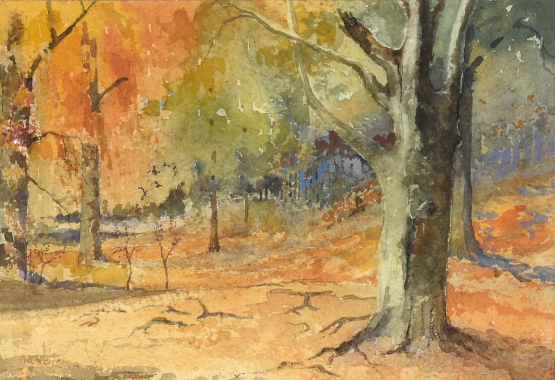 Queensdown Warren, Kent - Autumn Forest Interior Landscape in Watercolor - Art by L B H Cremer
