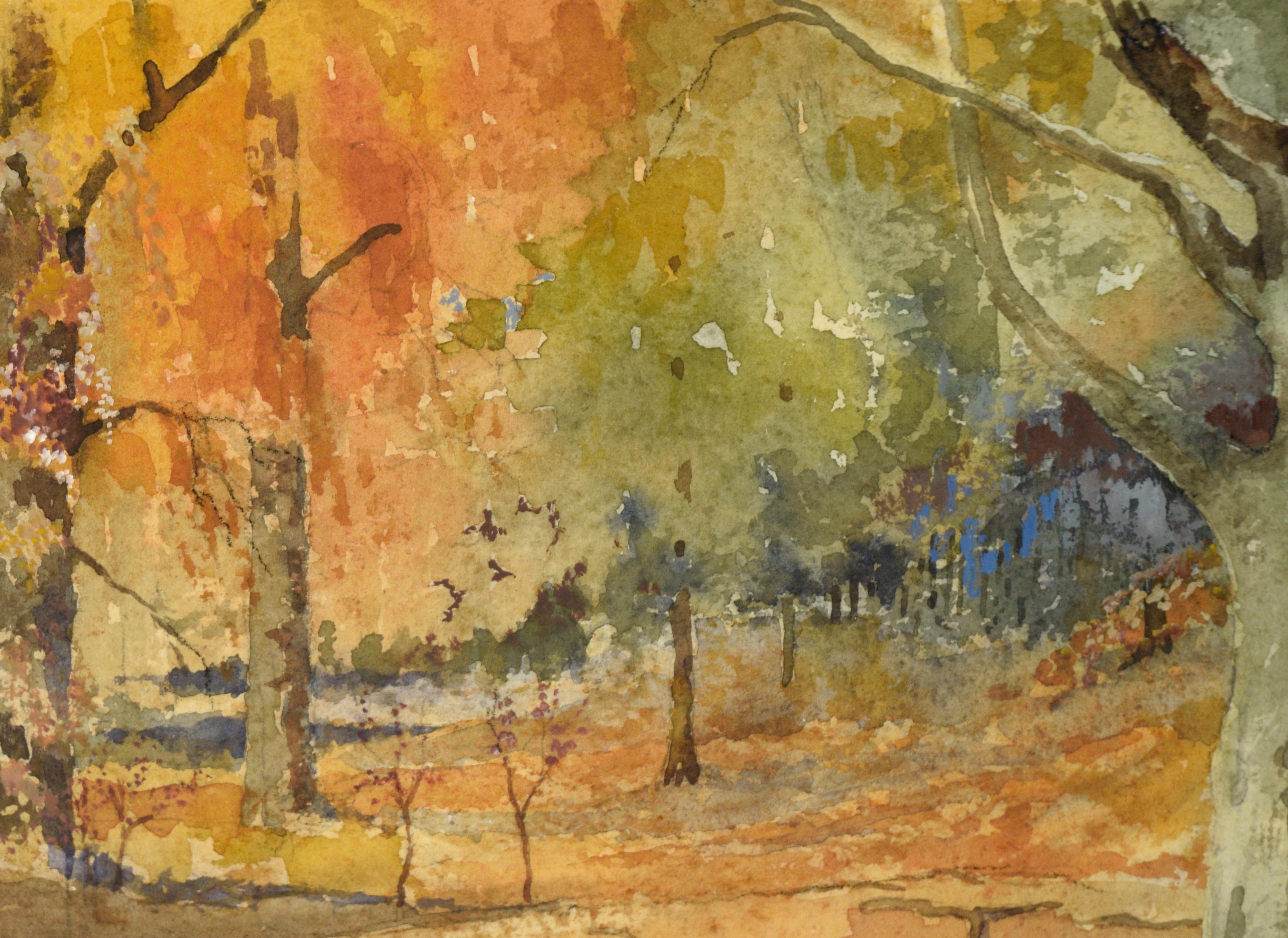 Queensdown Warren, Kent – Herbstwald-Interieurlandschaft in Aquarell (Impressionismus), Art, von L B H Cremer