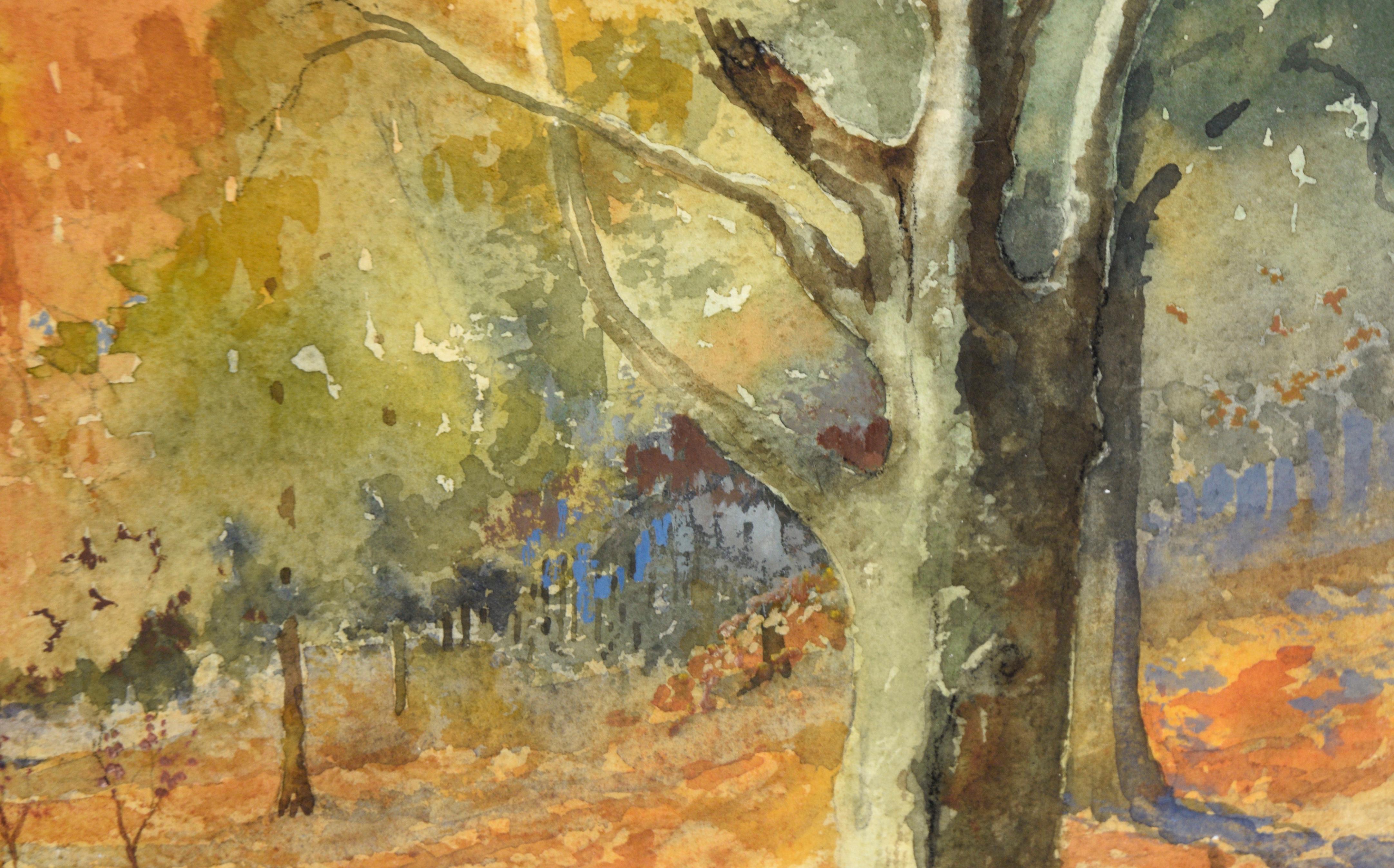 Queensdown Warren, Kent – Herbstwald-Interieurlandschaft in Aquarell

Farbenfrohe Waldlandschaft von L.B.H. Cremer (20. Jahrhundert). Die Farbschichten erzeugen einen tiefen Wald voller orangefarbener, gelber und grüner Blätter. Dieses Werk ist eine