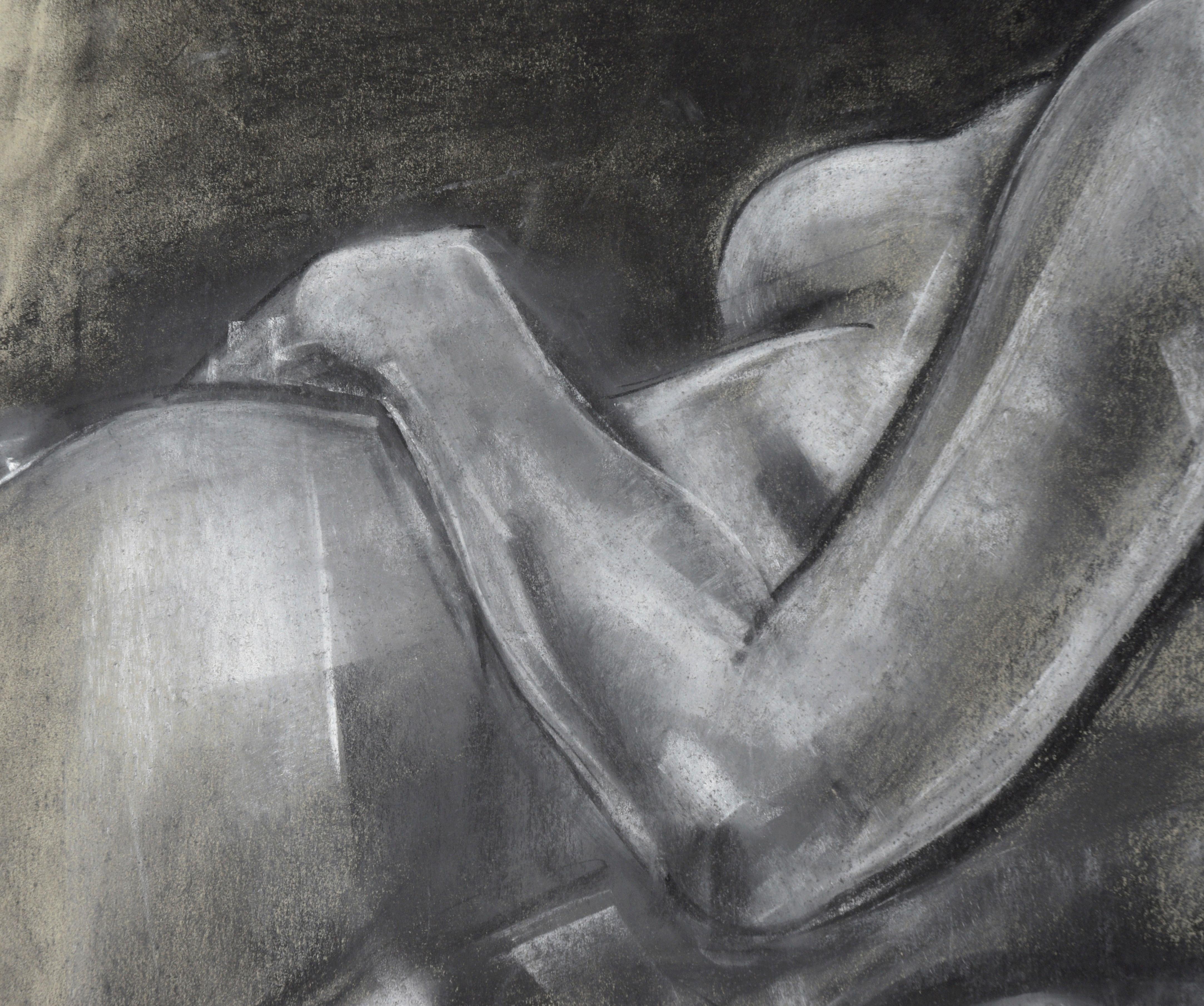 Nackte Frau aus Hinter Holzkohle auf Papier – Art von Heather Speck