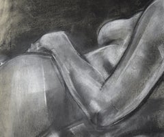 Nude Woman from Behind in Charcoal on Paper