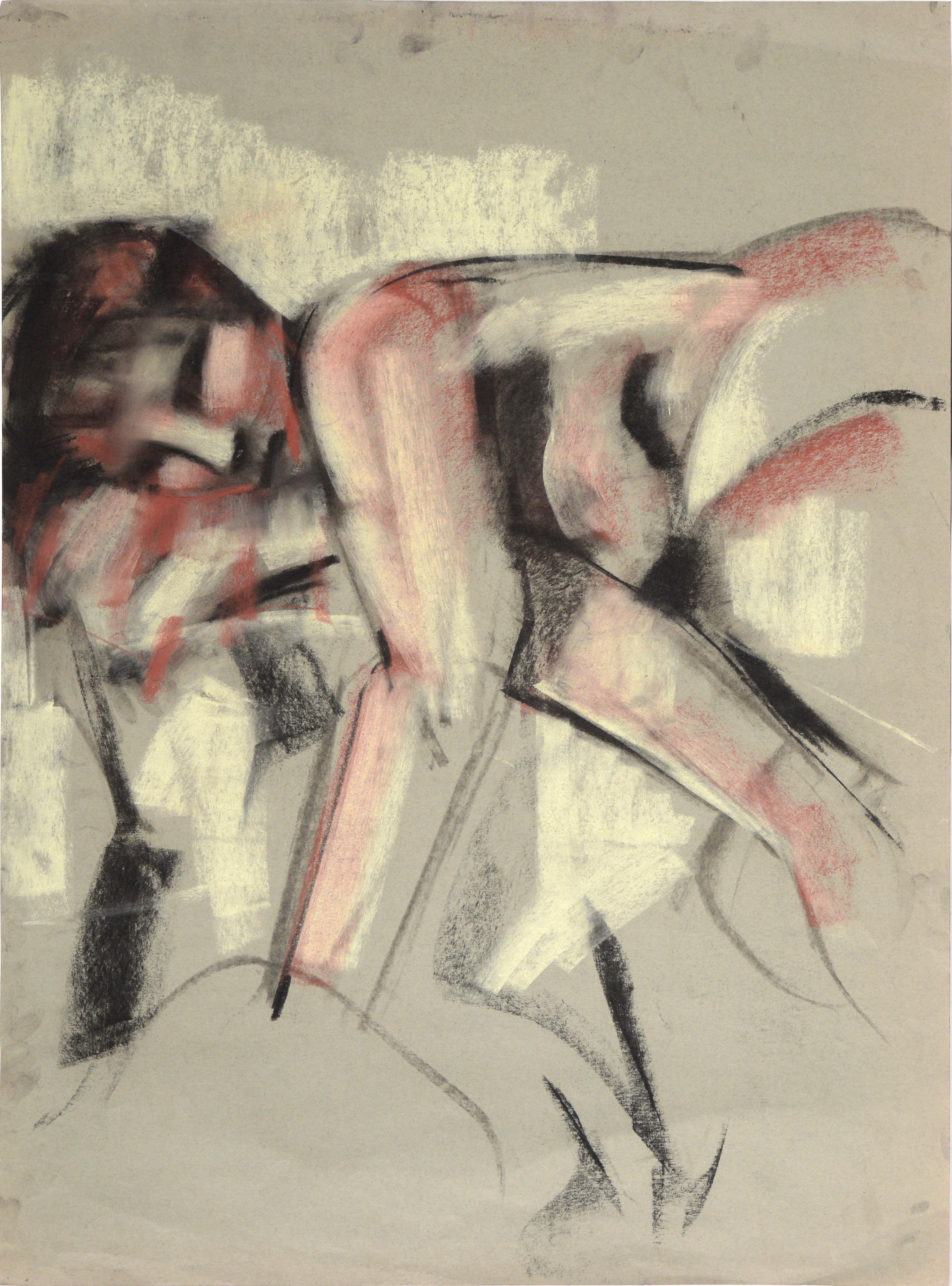 Donne nude in carboncino su carta (fronte/retro)