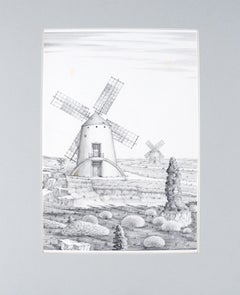 Lanzarote, Portugal - Illustration de moulin à vent hyperréaliste