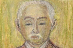 Portrait of a Man with White Hair and Mustache in Pastel on Artist's Board