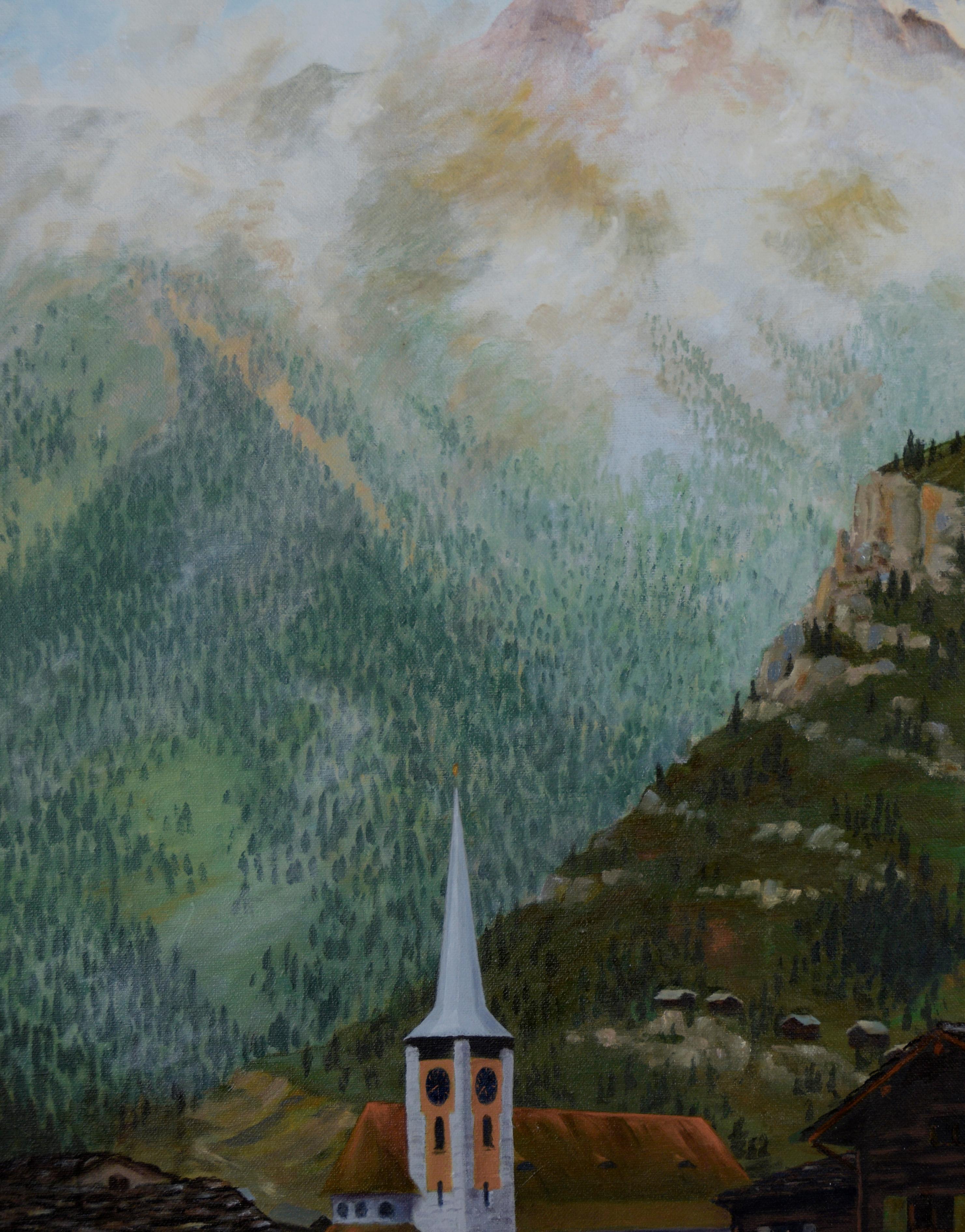 Under the Matterhorn – Acryl auf Leinwand (Impressionismus), Art, von Unknown