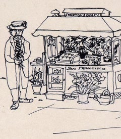 „Flower Stand S.F. 1954“ – Vintage-Illustration