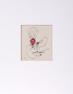 Chef Pasta - Vintage Illustration in Ink and Watercolor