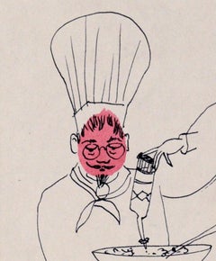 Chef Pasta - Vintage Illustration in Ink and Watercolor
