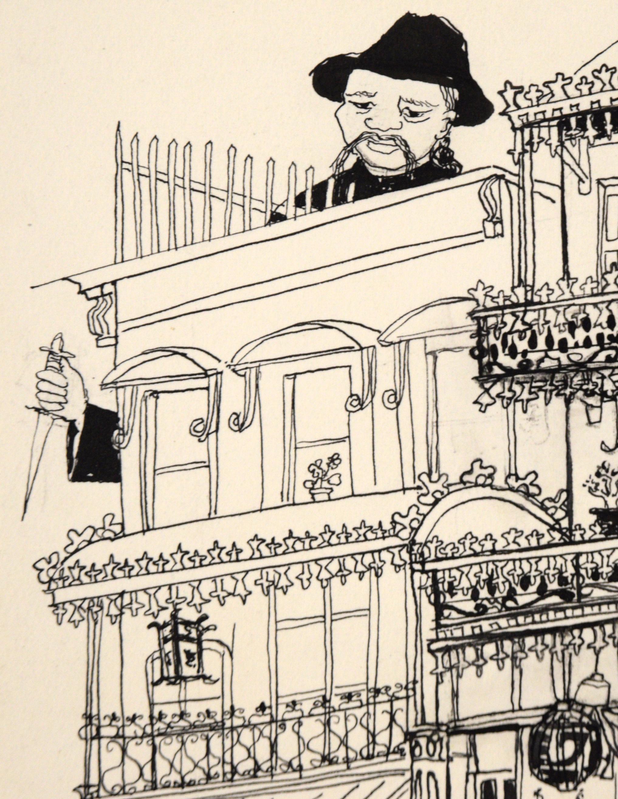 General Merch Way Down en Chinatown - Ilustración vintage en tinta en venta 1