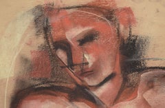 Nu masculin assis au fusain sur papier