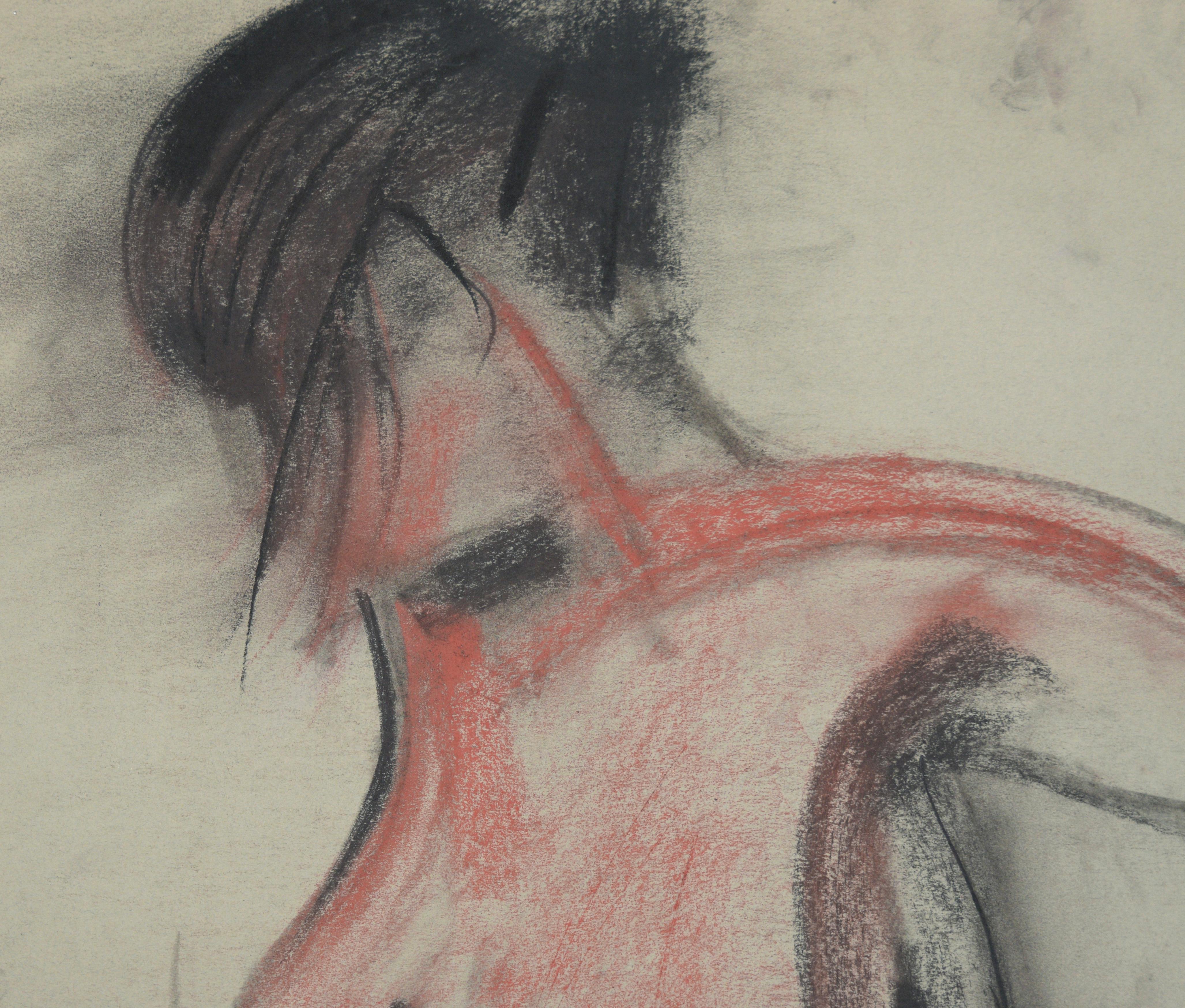 Seated Female Nude in Charcoal on Paper - Art by Heather Speck