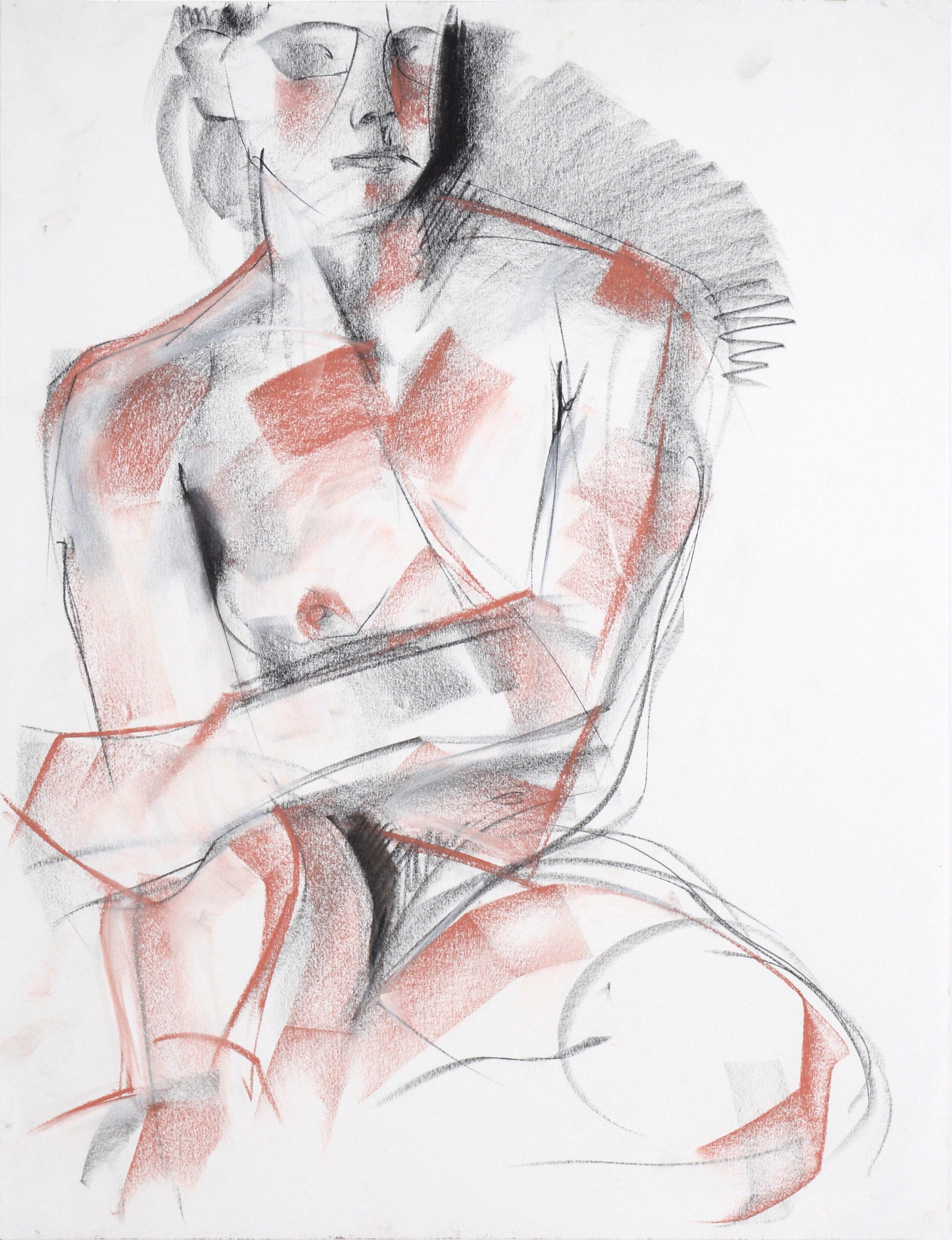 Seated Nude in Charcoal on Paper