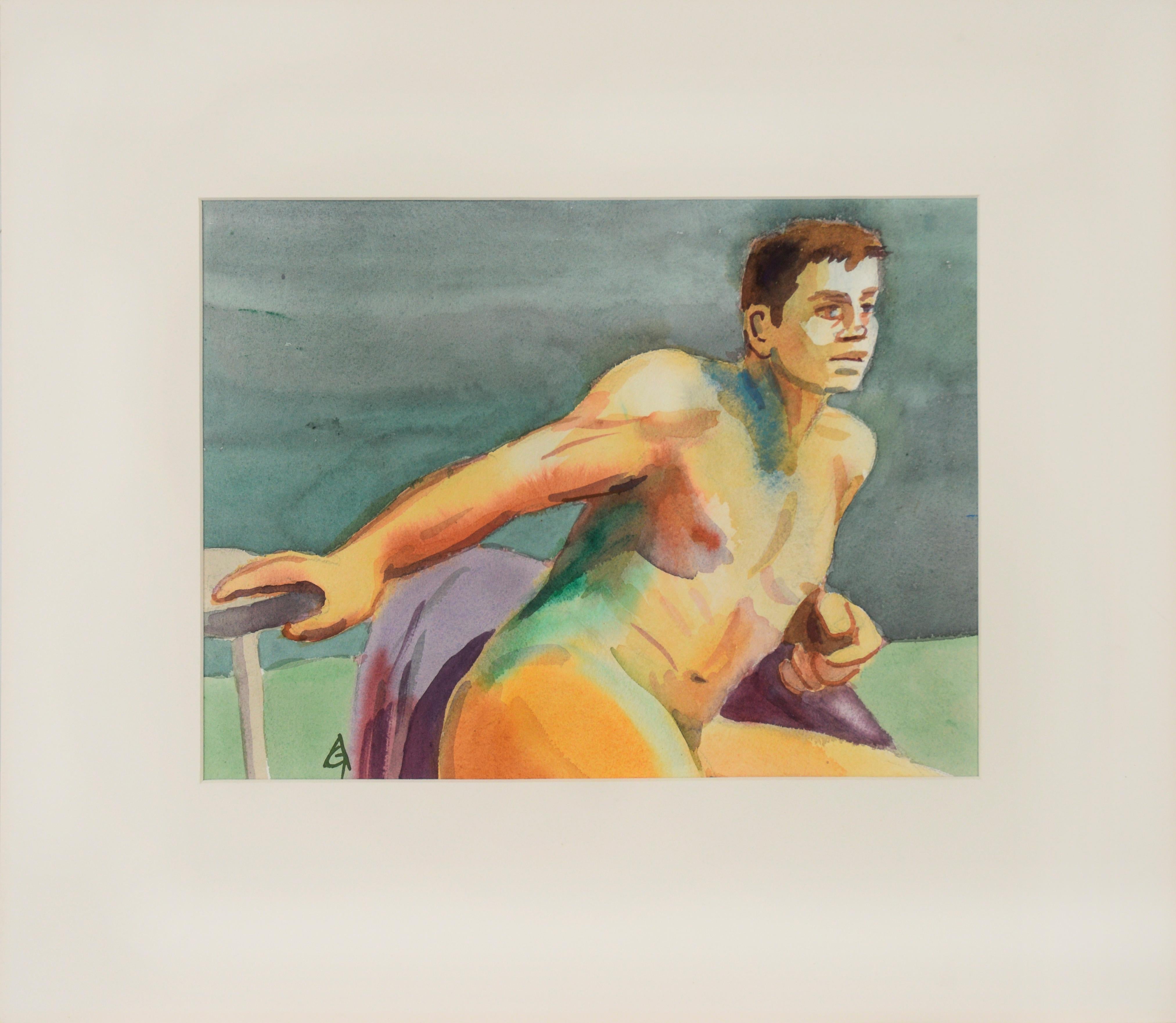 Arnold A. Grossman Figurative Art - "Zoltan" - 1990 Male Nude Study