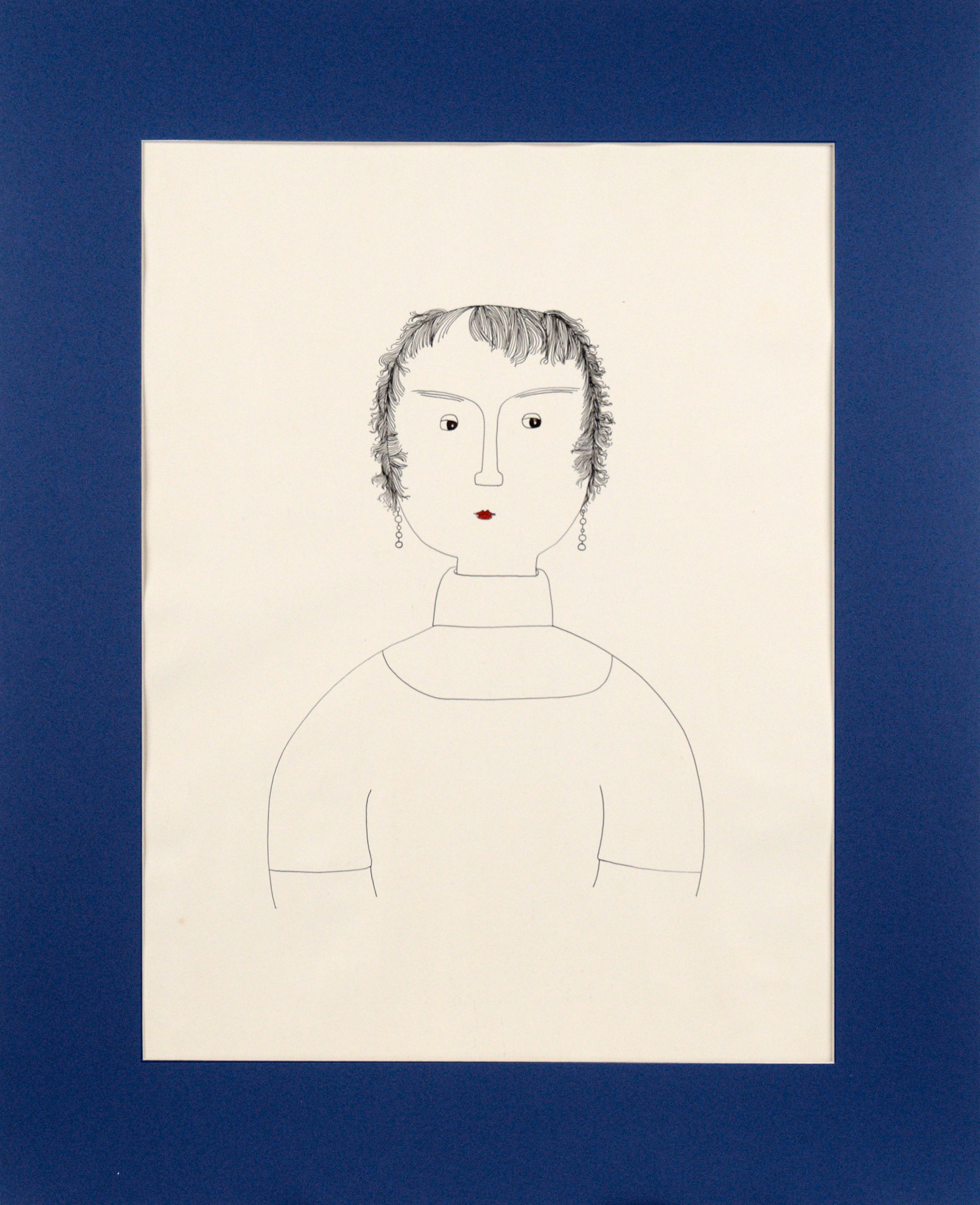 "La segretaria" ritratto minimalista in inchiostro su carta di Geraldine Heib