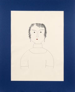 "The Secretary" Minimalist Portrait in Ink on Paper by Geraldine Heib