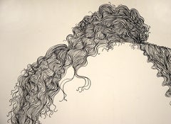 "Spa Hair" Minimalist Illustrative Portrait in Ink on Paper by Geraldine Heib