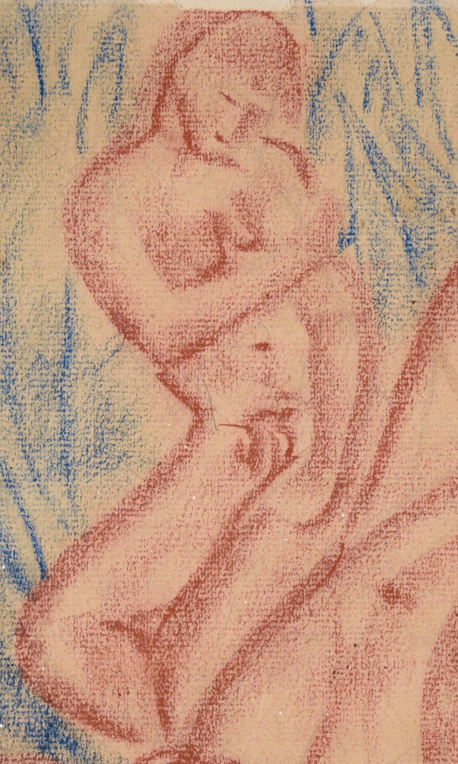 Vintage 3 Figurative Nudes in Conté Crayon on Paper (1946) by Matté‎  For Sale 1