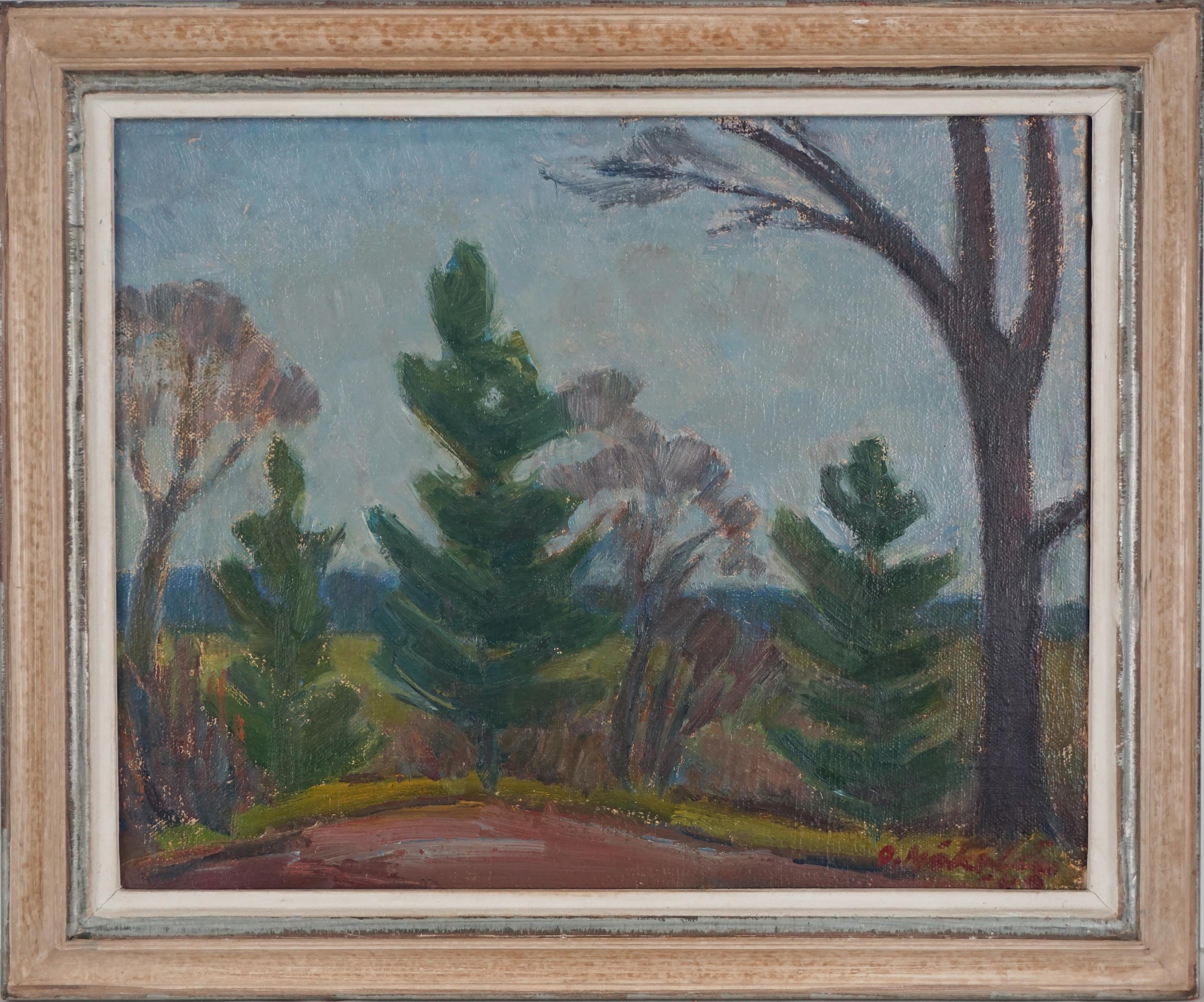 O Mokolio Landscape Art – Finnische abstrakt-impressionistische Landschaft aus der Mitte des Jahrhunderts, 1949