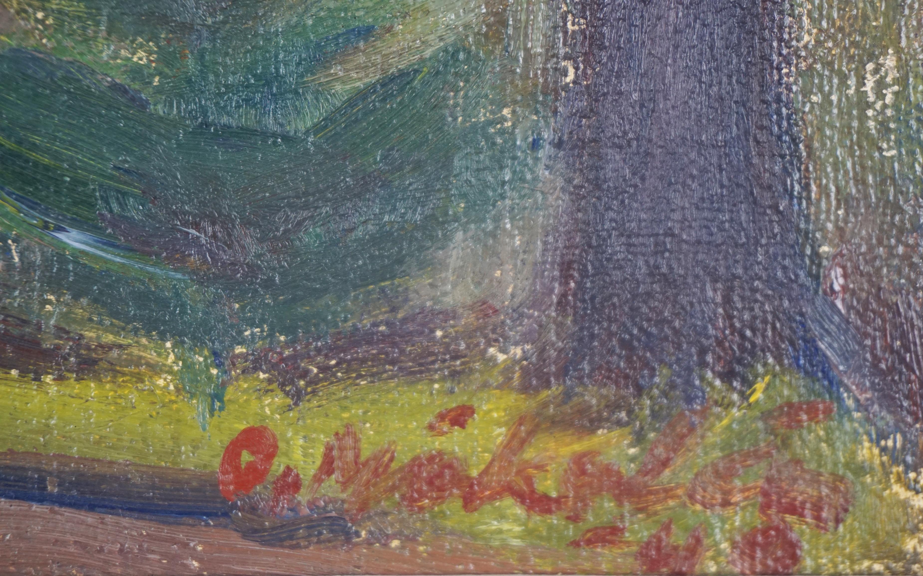 Finnische abstrakt-impressionistische Landschaft aus der Mitte des Jahrhunderts, 1949 (Abstrakter Impressionismus), Art, von O Mokolio