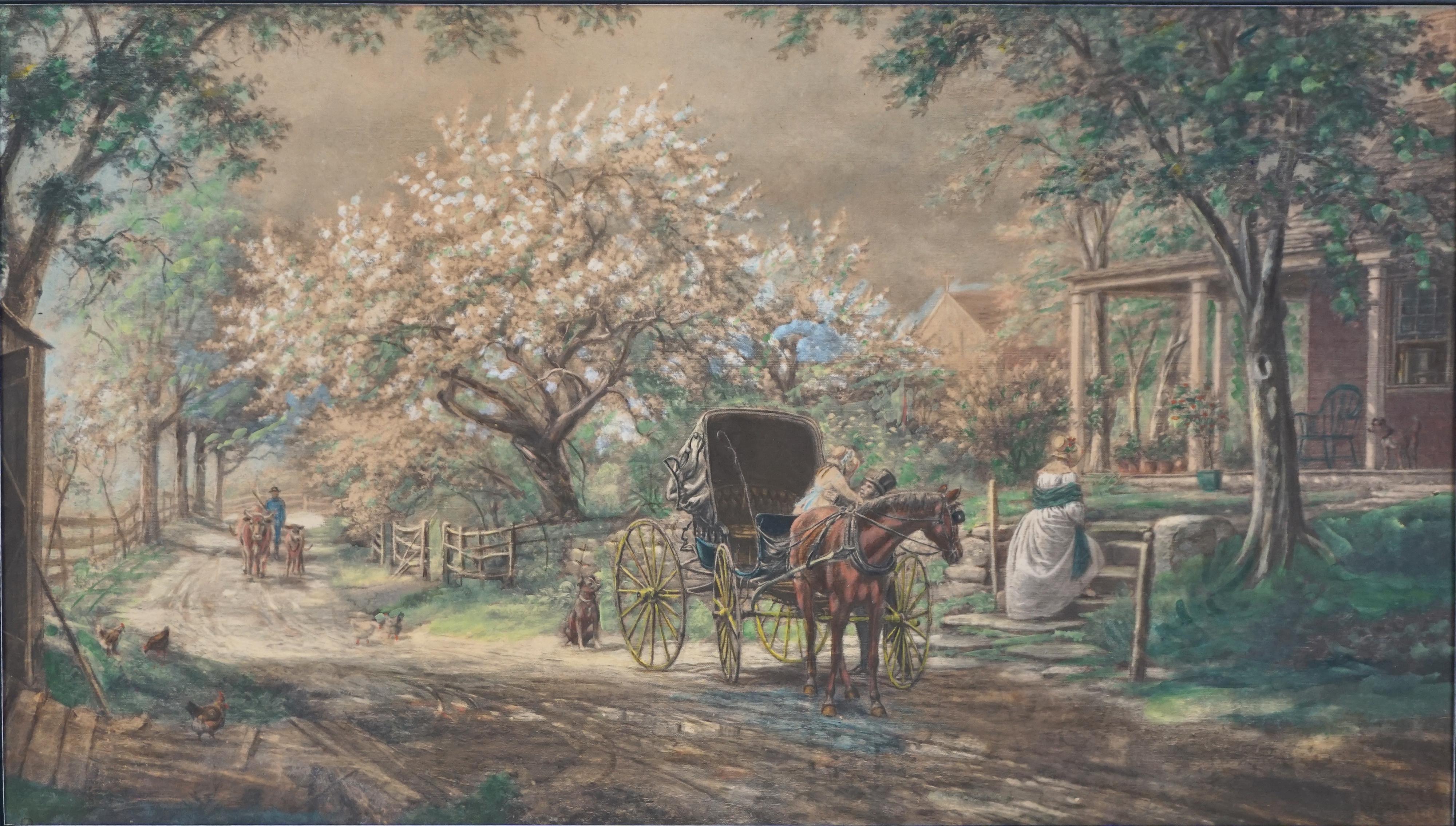 Rare 19th Century Watercolor and Platinotype -- Coming Home - Art by Edward Lamson Henry