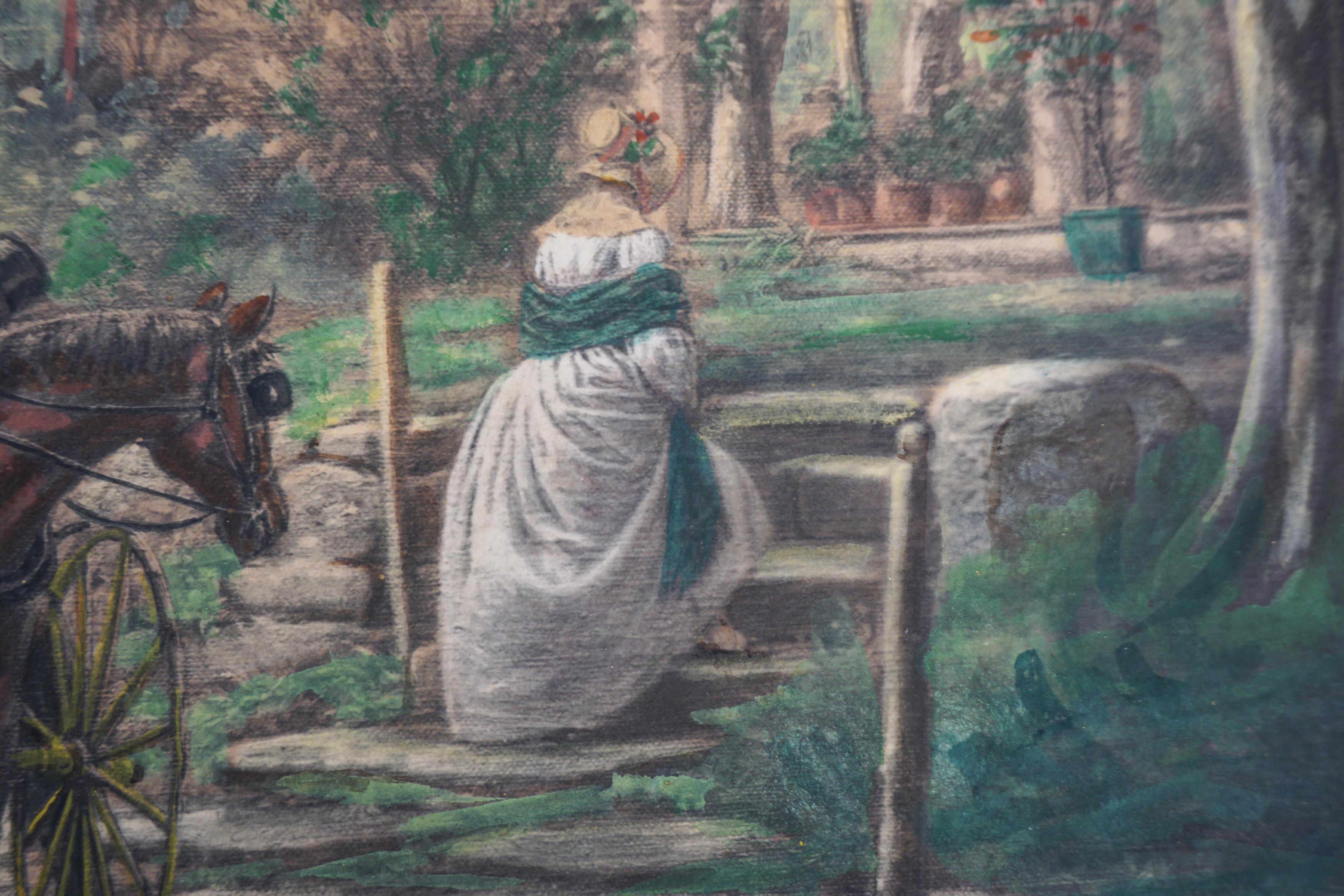 Rare 19th Century Watercolor and Platinotype -- Coming Home For Sale 2