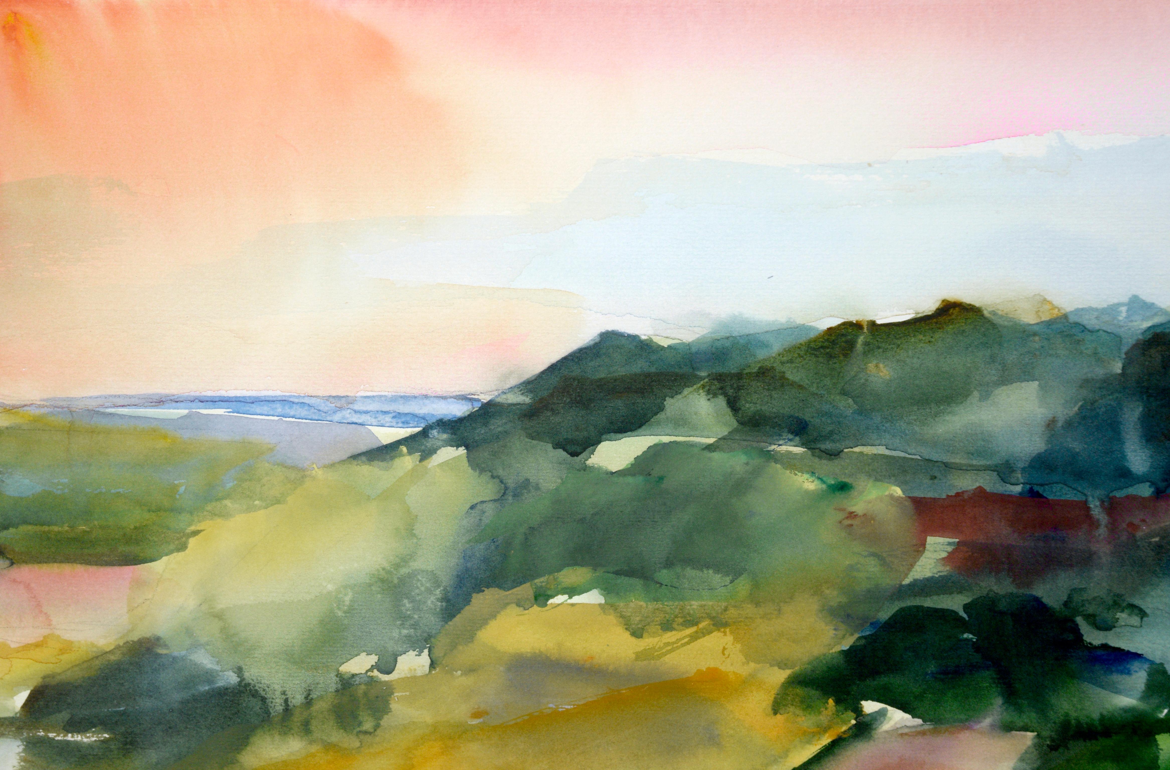 „Cape Cod Sonnenuntergang“ – Aquarell auf Papier – Art von Robert Morgan