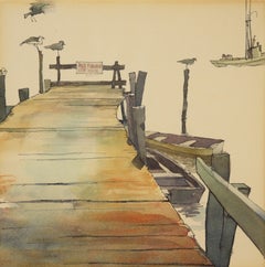 "Vietato pescare fuori dalla banchina" - Acquerello originale su carta