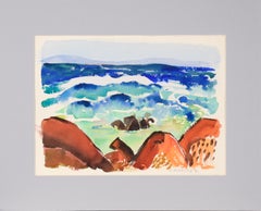 20th Century California Modernist Seascape in Watercolor on Paper