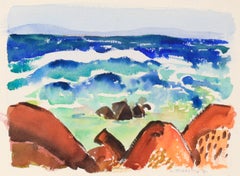 20th Century California Modernist Seascape in Watercolor on Paper