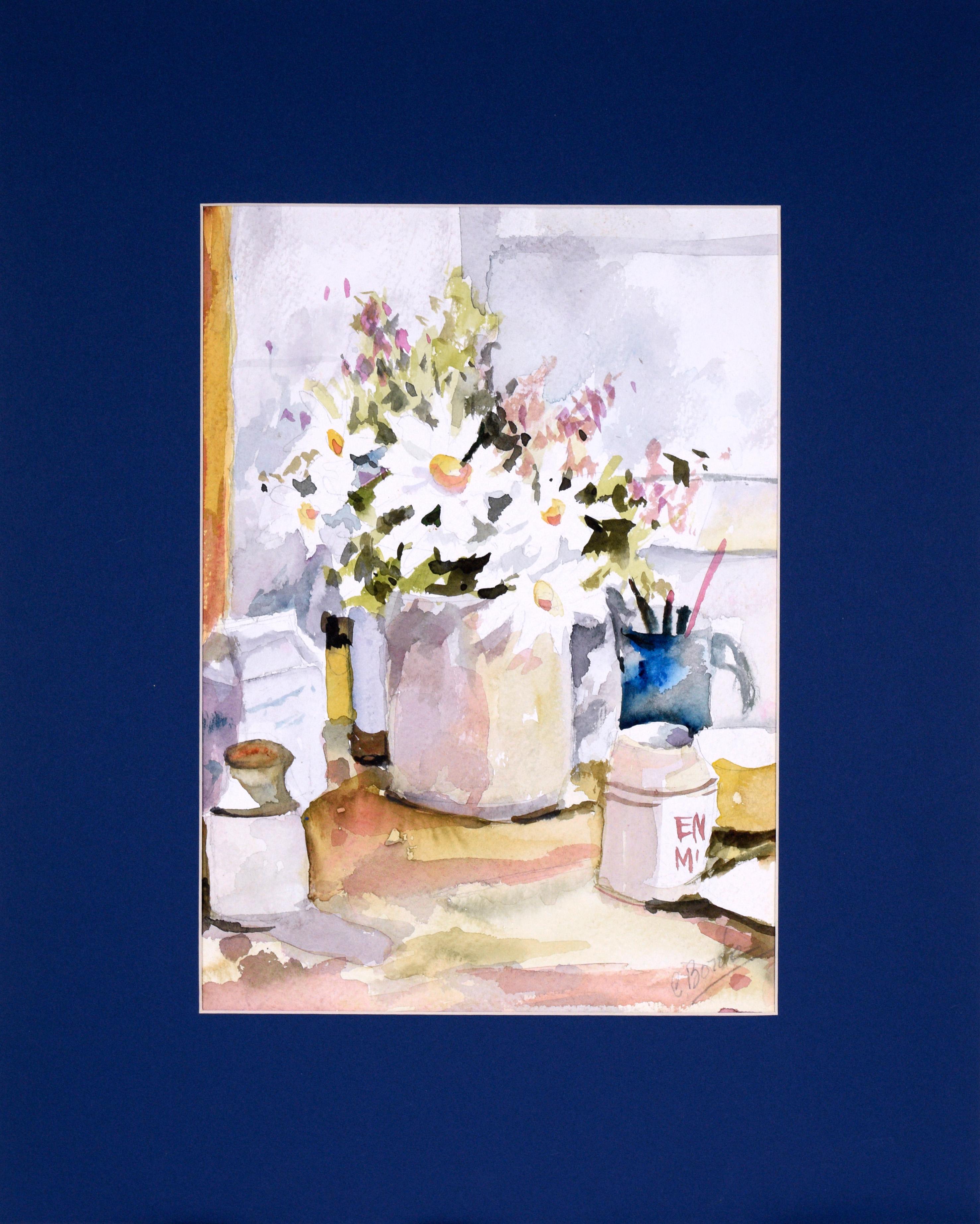 C. Borda Still-Life - "Afternoon Daisies" - Modernist Still Life Original in Watercolor on Paper