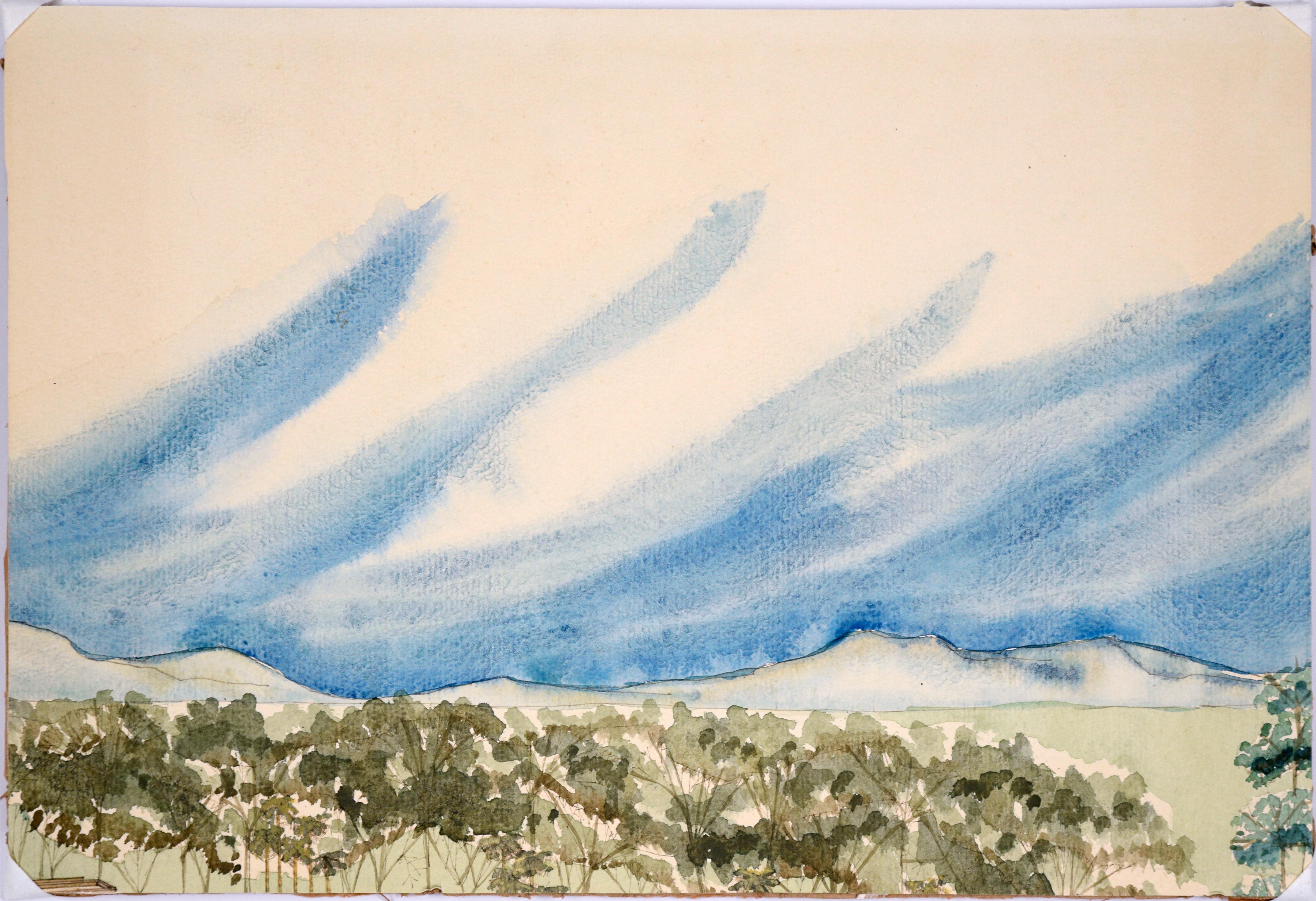 „Big Sky Country“ – Landschaft, Original in Aquarell auf Papier im Angebot 1