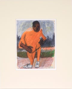 Track Star - Figurative Portrait of an African American Man in Pastel on Paper