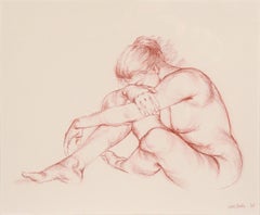 "The Artists Wife" Realistic Nude Woman in Conté on Paper by Garth Benton