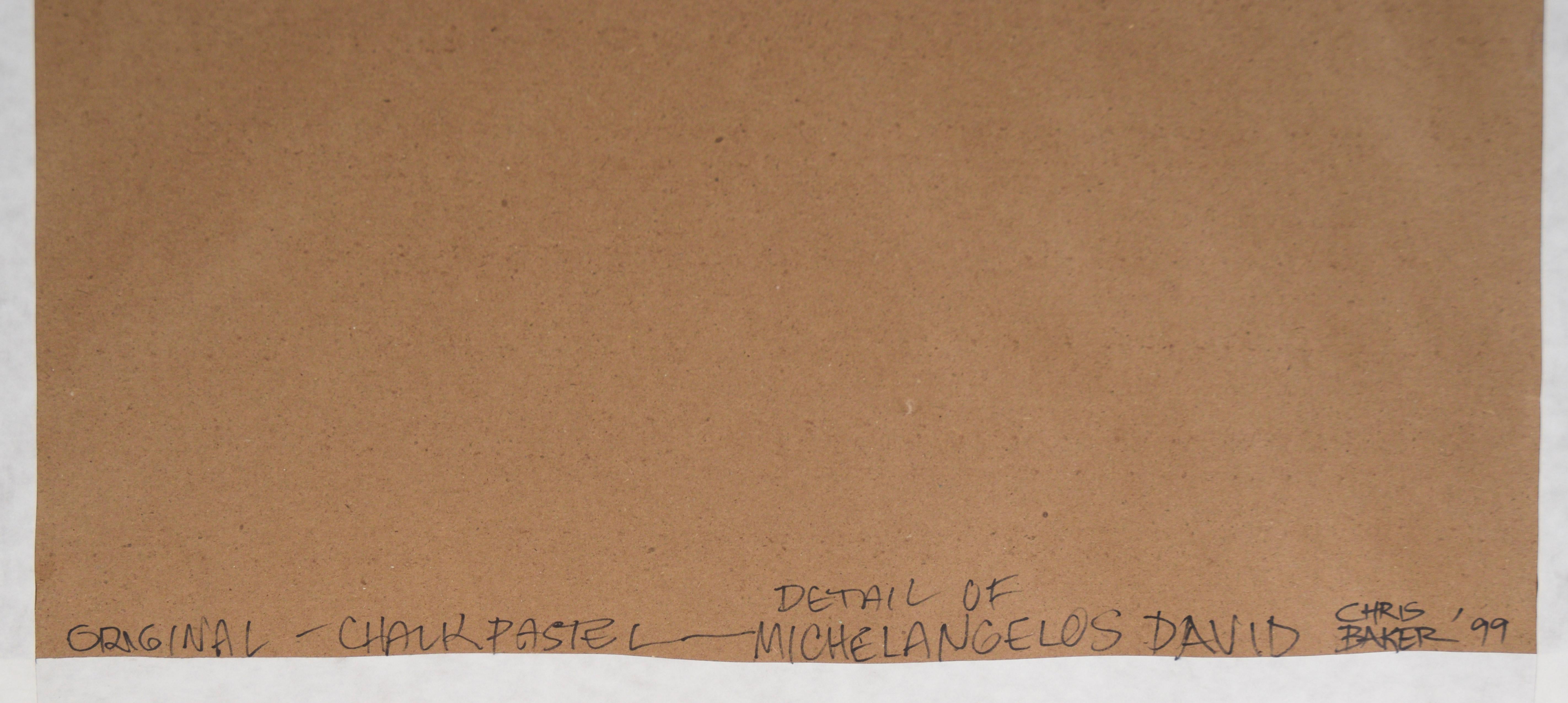 Detail of Michelangelo's David - 1999 Original Pastel on Paper For Sale 2