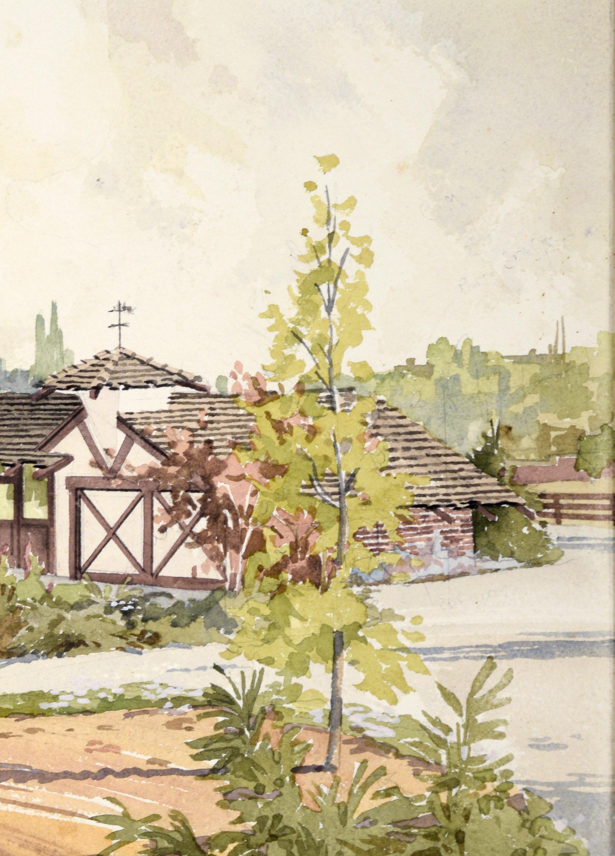 California Ranch Original Watercolor Landscape  For Sale 1