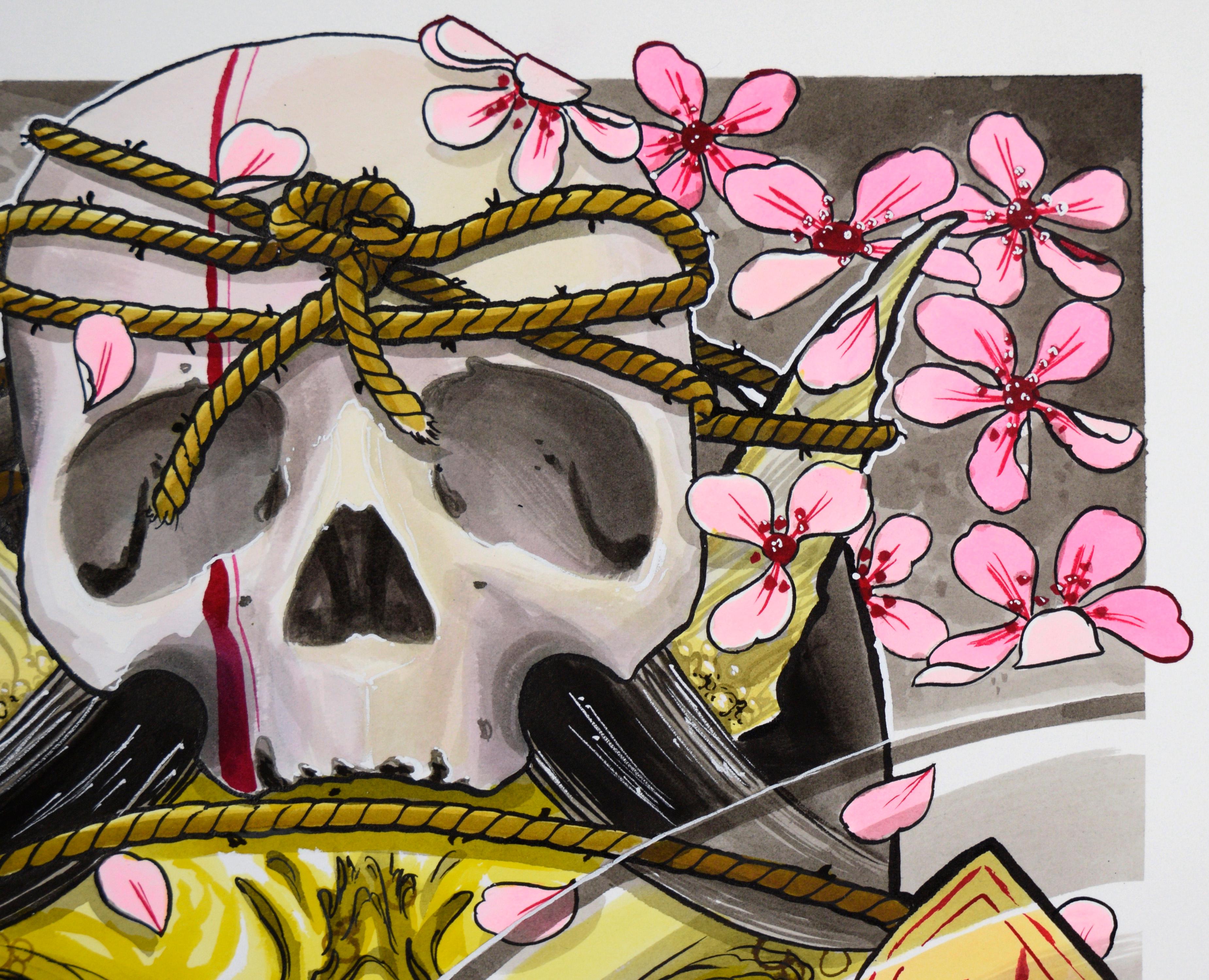 Demon Maske mit Totenkopf Helm im neojapanischen Stil mit Totenkopf Helm (Zeitgenössisch), Art, von Unknown