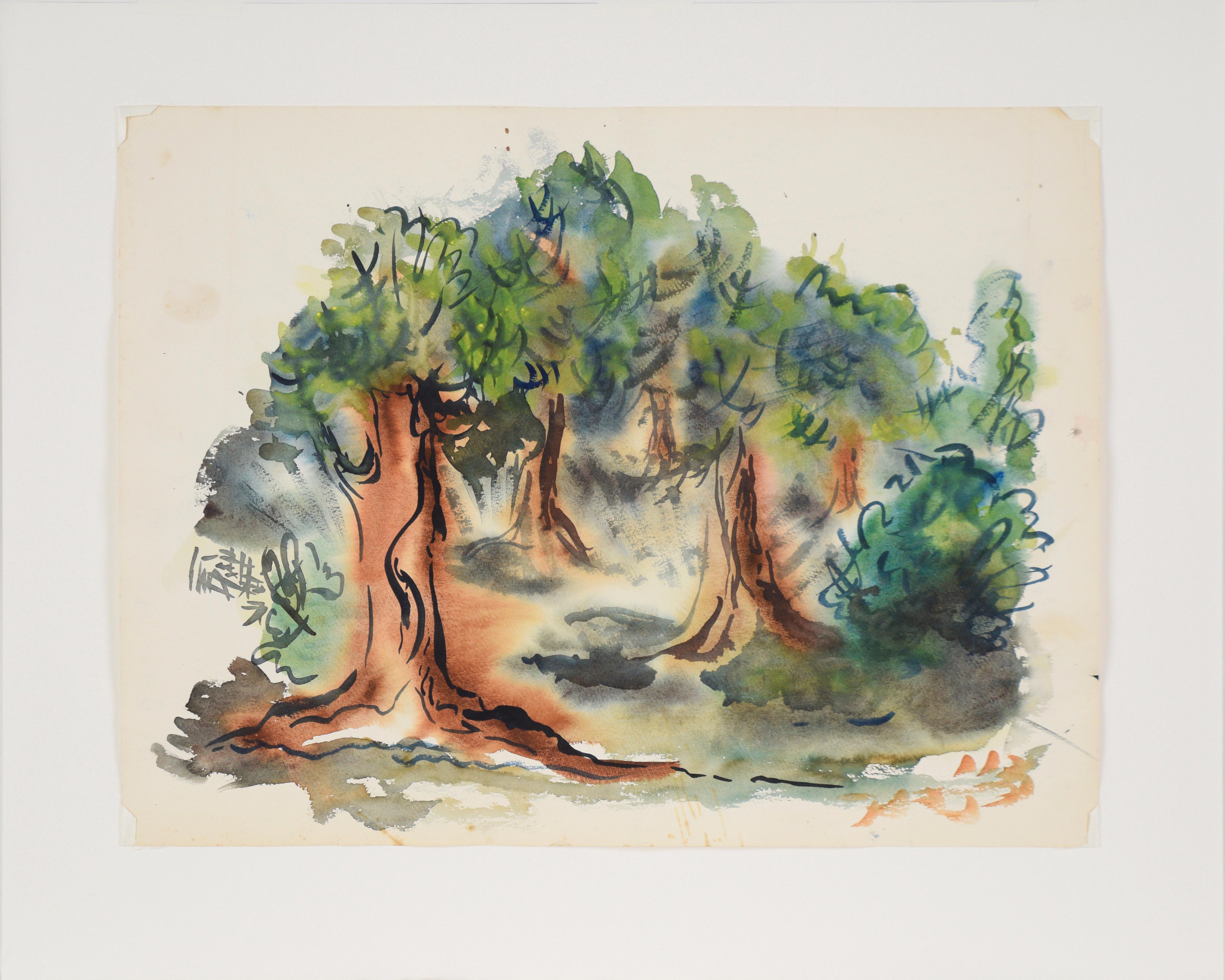 Through The Trees - Original Watercolor on Paper - Art by Bertram Spencer