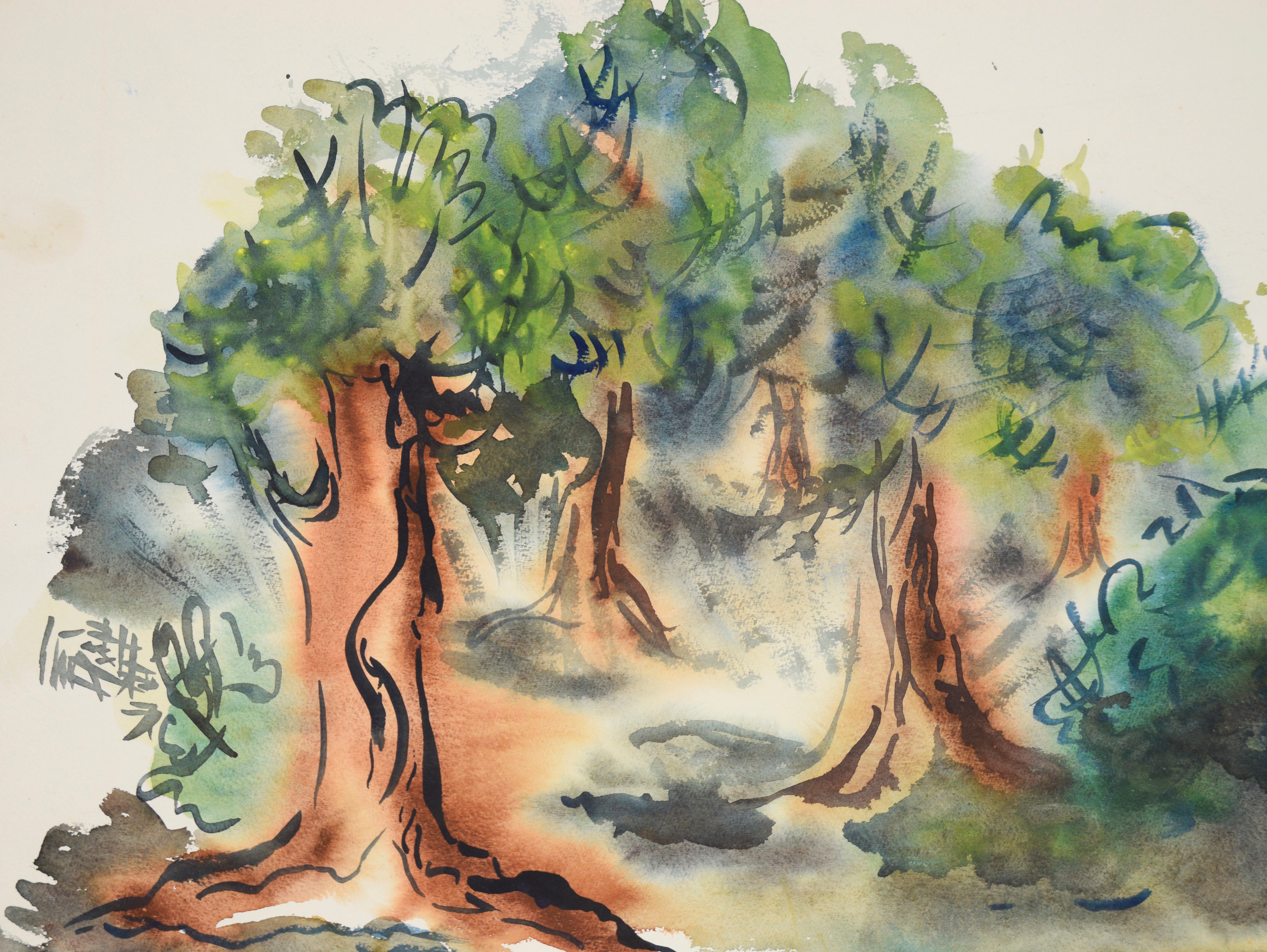 Through The Trees - Original Watercolor on Paper

Original watercolor painting depicting a grove of vibrant green trees by Bertram Spencer (American, 1918-1992). 

Presented in a light green mat.
Mat: 24