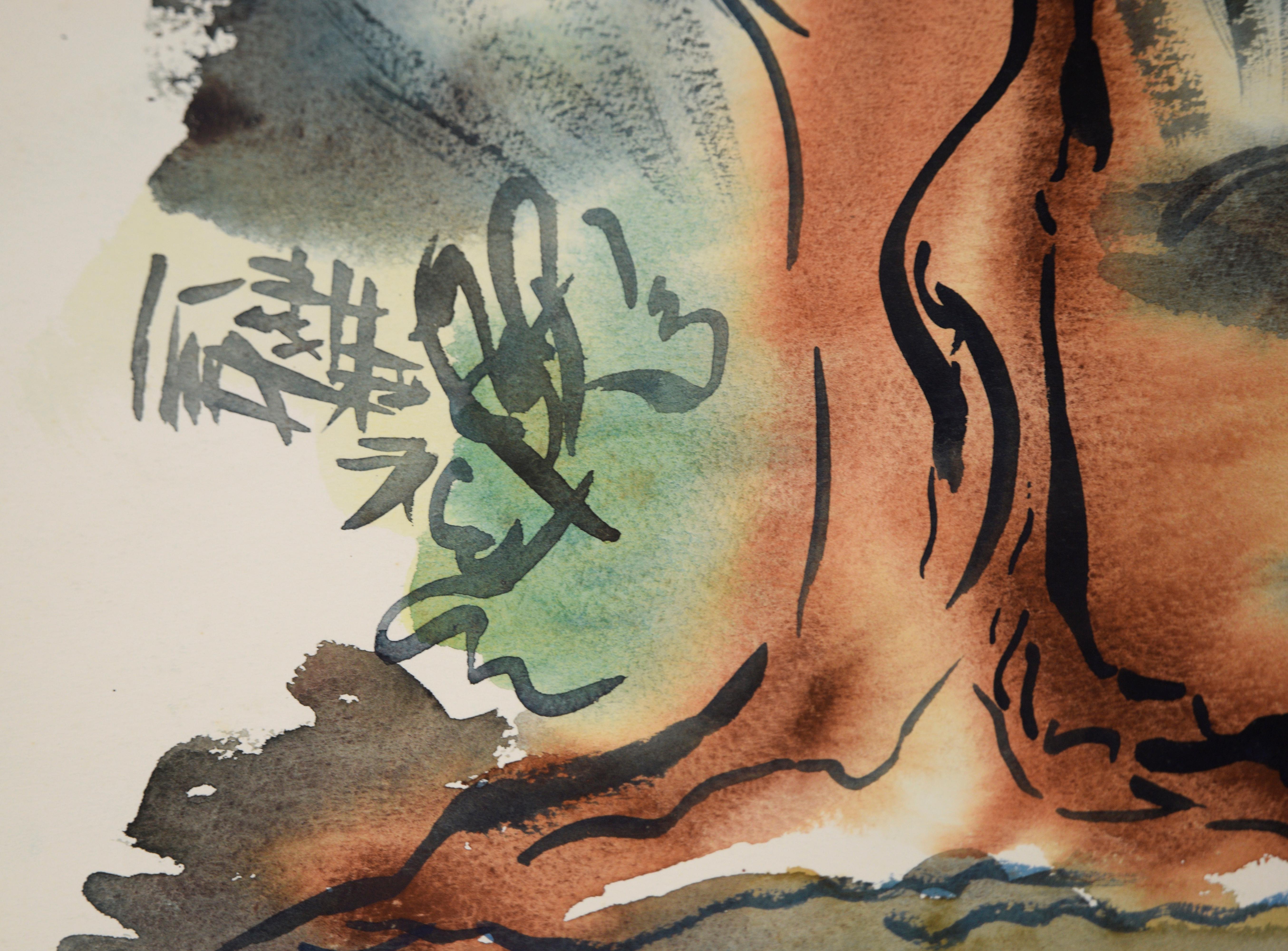 Through The Trees - Original Watercolor on Paper - American Impressionist Art by Bertram Spencer