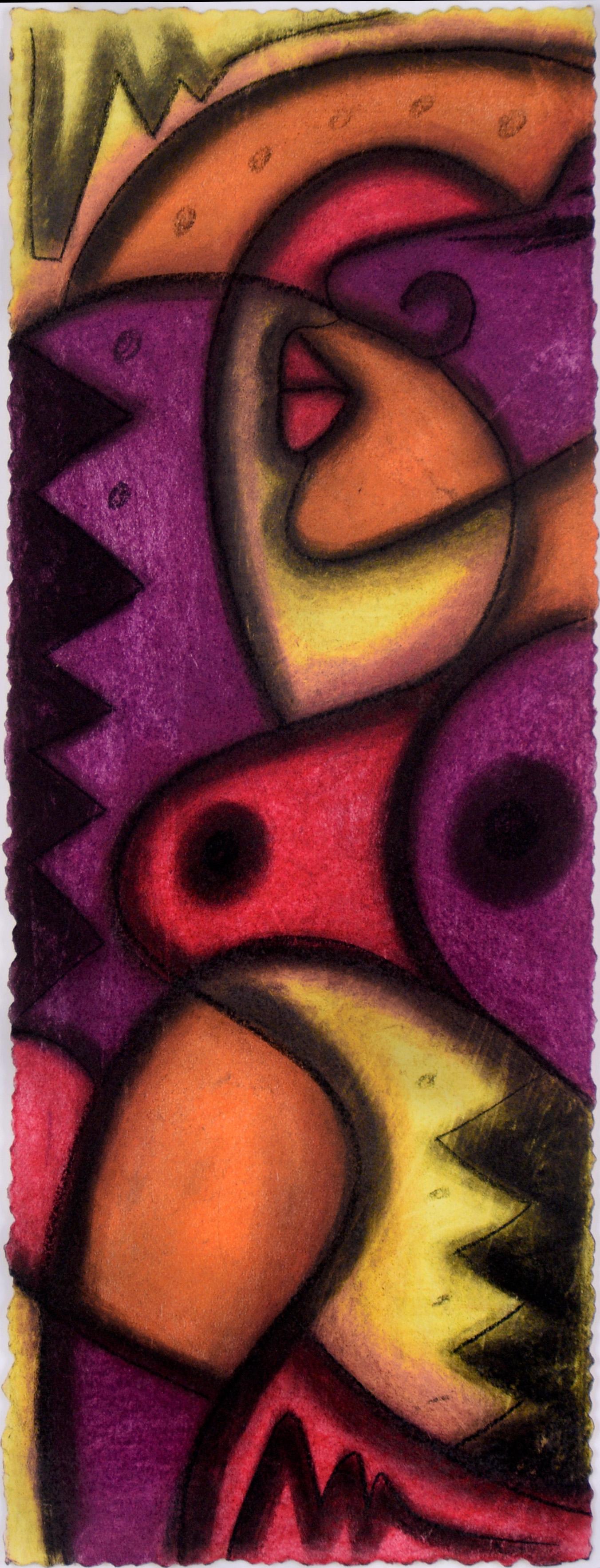 Abstrakter Akt, figurativ in Pastell auf Papier

Lebendiges abstraktes figuratives Werk des Black Arts Bay Area Künstlers Kelvin Curry (Amerikaner, 20. Jahrhundert), um 2000. Das Profil einer Frau mit ihrem Gesicht, ihren Brüsten und Beinen ist in